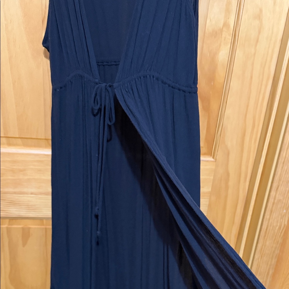 Kona Sol Black Sleeveless Open Front Swim Coverup Maxi w/ Drawstring Waist, L/XL - Picture 6 of 9